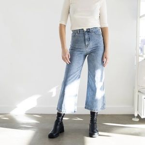 Whimsy + Row Flora Pant in Light Denim Wide Leg Crop 36.5" Length - Size 27